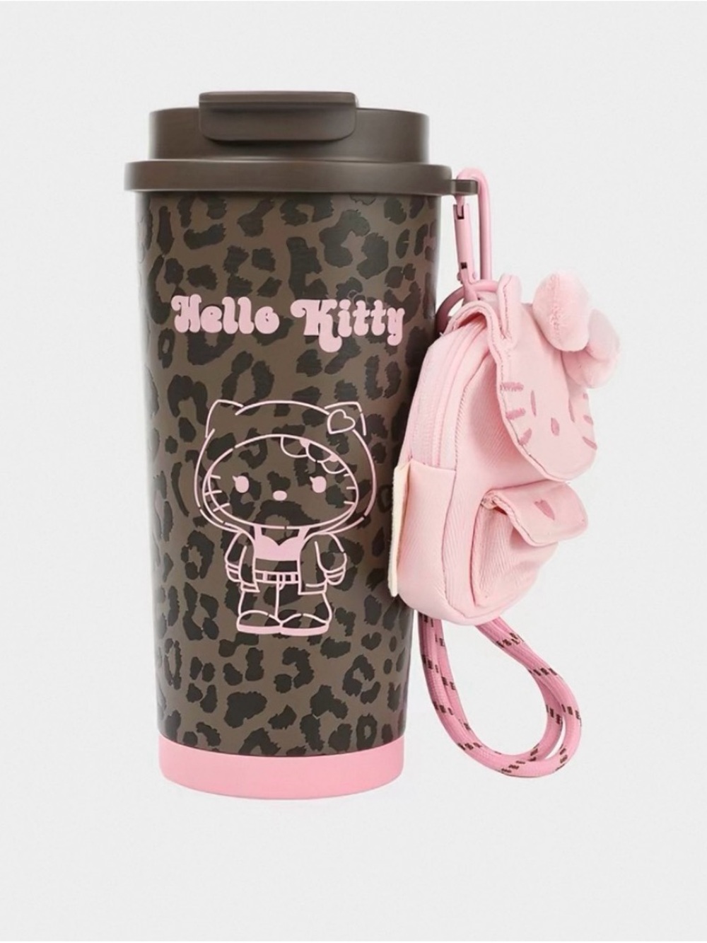 Hello Kitty TBH Brown Leopard Print Tumbler with Pink Charm